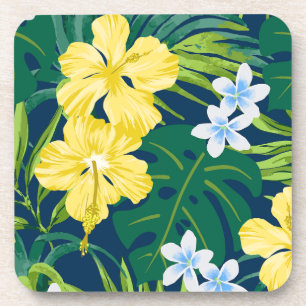 Dessous-de-verre Luna Hibiscus Garden Hawaiian - Jaune et Marine