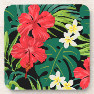 Dessous-de-verre Luna Hibiscus Garden Hawaiian - Rouge et Noir