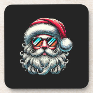 Dessous-de-verre Lunettes de soleil rétro visage du Père Noël Noël