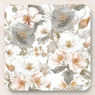 Dessous-de-verre Luxury, Elegant, Gold Grey Flowers Pattern 