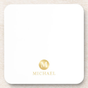 Dessous-de-verre Luxury White and Gold Personalized Monogram