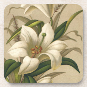 Dessous-de-verre Lys de Pâques vintages, Fleurs victoriennes en fle