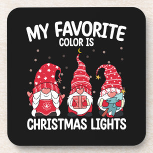 Dessous-de-verre Ma couleur préférée est Gnome de lumières de Noël