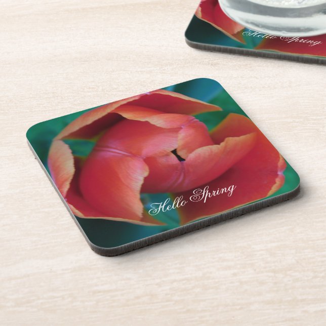 Dessous-de-verre Macro Red Tulip Flower Photography Plastic Coaster (Côté gauche)