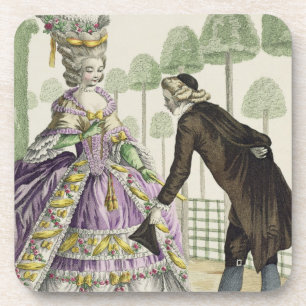 Dessous-de-verre Madame dans des promenades lilas d'une robe dans
