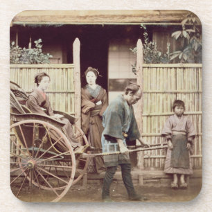 Dessous-de-verre Madame dans une pousse-pousse, c.1890s (photo