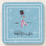 Dessous-de-verre Magic and Wonder Christmas Snowman Blue ID440<br><div class="desc">Belle boisson minimaliste de Noël design avec un bonhomme de neige stylisé encadré en blanc sur un arrière - plan bleu cadet parsemé de flocons de neige et d'étoiles. La typographie élégante de 'Magic and Wonder' complète le design. Ajoutez votre nom pour personnaliser si vous le souhaitez. Recherchez ID440 pour...</div>