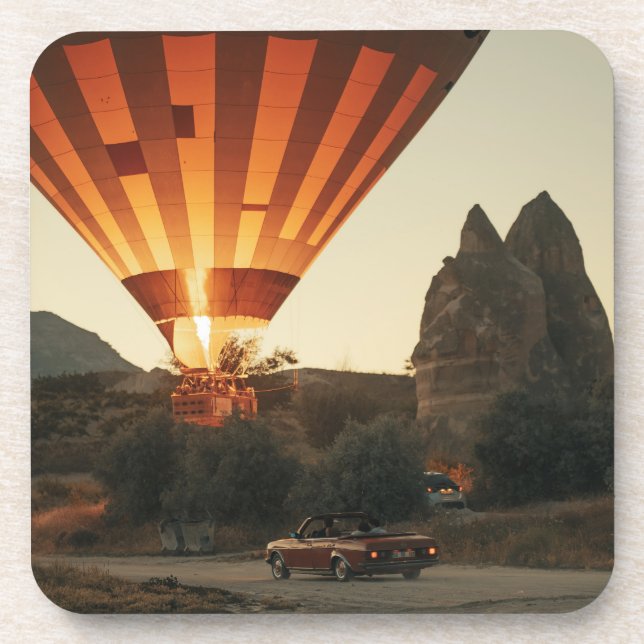 Dessous-de-verre Magique Sunrise Hot Air Balloon Vue Avec Voiture R (Devant)
