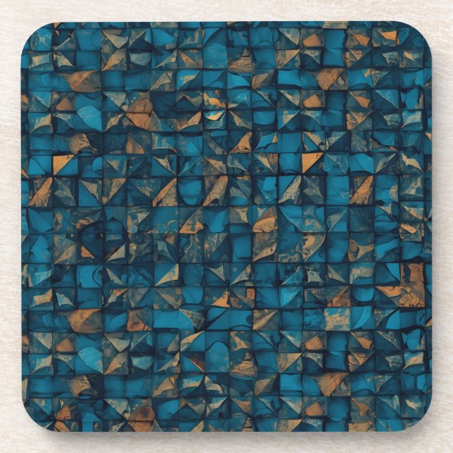 Dessous-de-verre Magnifique motif patchwork "Look" en sarcelle fonc (Devant)
