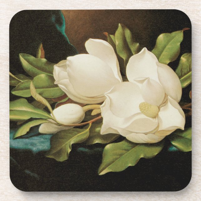 Dessous-de-verre Magnolias géant sur un tissu de velours bleu par M (Devant)