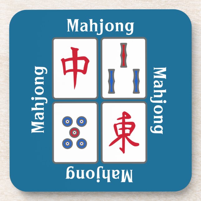 Dessous-de-verre Mahjong Carreaux de jeu Design Beverage Coaster (Devant)
