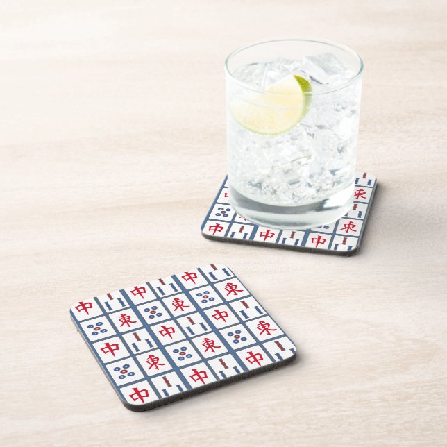 Dessous-de-verre Mahjong Carreaux de jeu Design Beverage Coasters (Côté Droit)