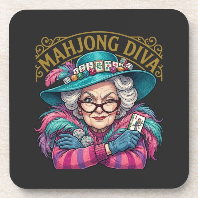 Dessous-de-verre Mahjong Diva Funny Women's (Devant)