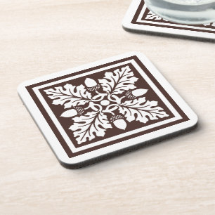 Dessous-de-verre Mahogany Acorn and Leaf Tile Design