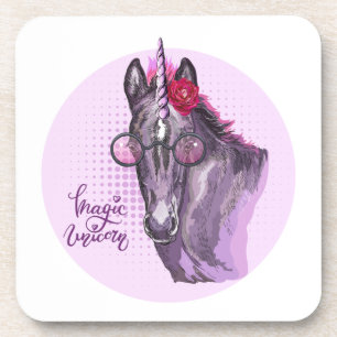 Dessous-de-verre Main drawing purple Unicorn Throw Pillow