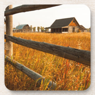 Dessous-de-verre Maison de ferme et clôture de rail à Grand Teton
