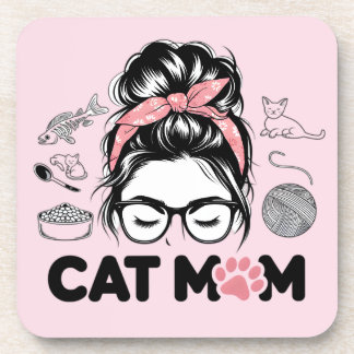 Dessous-de-verre "Maman Chat" Femme Amoureuse de Chats Mignons Drôl