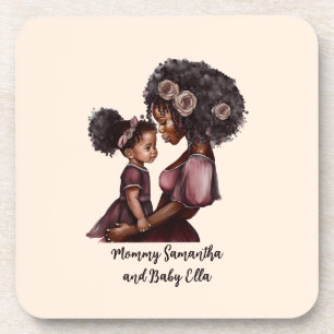 Dessous-de-verre Maman et fille noire personnalisée (1)