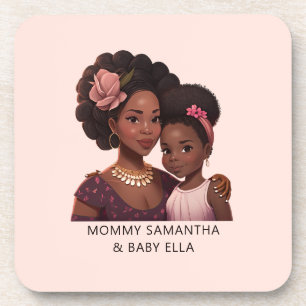 Dessous-de-verre Maman et fille noire personnalisée (15 ans)
