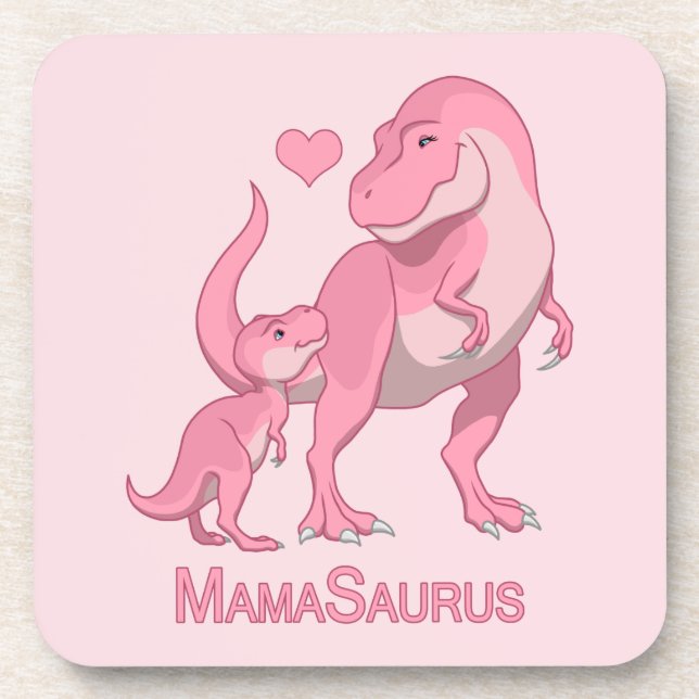 Dessous-de-verre MamaSaurus T-Rex et bébé fille Dinosaures (Devant)