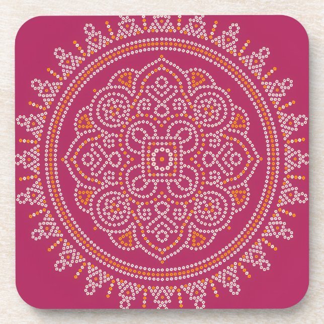 Dessous-de-verre Mandala Bandhani Traditionnel (Devant)