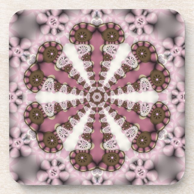 Dessous-de-verre Mandala de campagne Terre Rose : Set de Six (Devant)