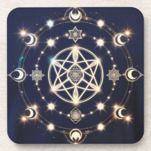 Dessous-de-verre Mandala du cycle lunaire céleste – Géométrie sacré