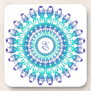 Dessous-de-verre Mandala ethnique de turquoise