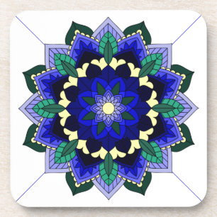Dessous-de-verre Mandala Motif 02 en bleu foncé