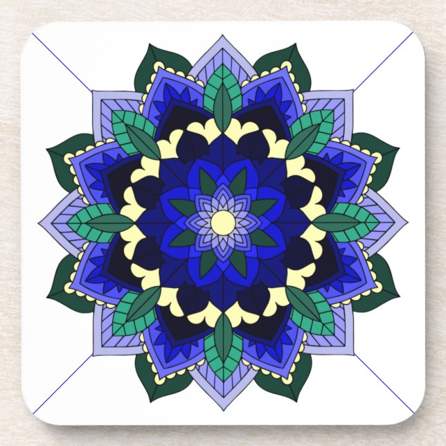 Dessous-de-verre Mandala Motif 02 en bleu foncé (Devant)