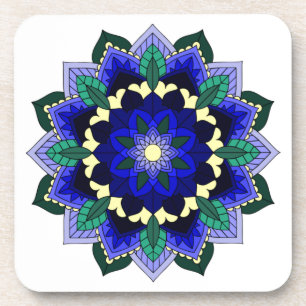 Dessous-de-verre Mandala Motif 02 en bleu foncé