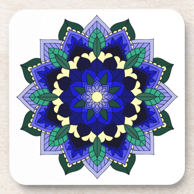 Dessous-de-verre Mandala Motif 02 en bleu foncé (Devant)