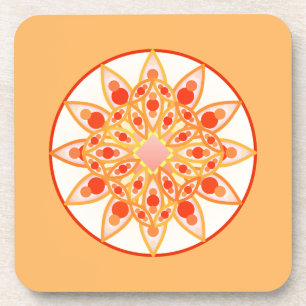 Dessous-de-verre Mandala Motif en Coral, Orange et Or