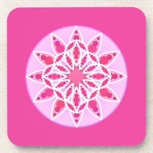Dessous-de-verre Mandala Motif en rose, Fuchsia et blanc