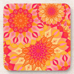 Dessous-de-verre Mandala superposé orange rose jaune