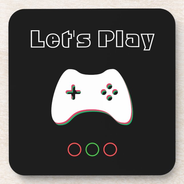 Dessous-de-verre Manette de jeu vidéo, Jouons, Art rouge et vert (Devant)