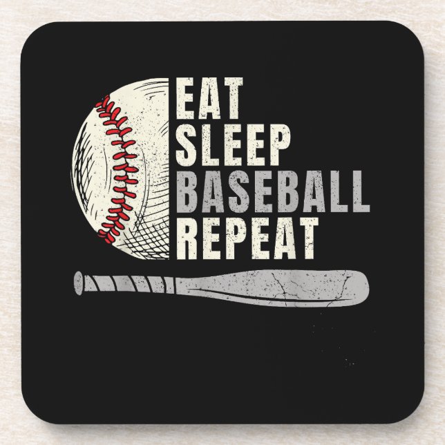 Dessous-de-verre Manger Dormir Baseball Répéter Drôle Joueur de Bas (Devant)