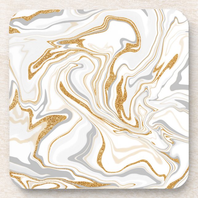 Dessous-de-verre Marbre blanc, or et gris comme des persiennes Flui (Devant)