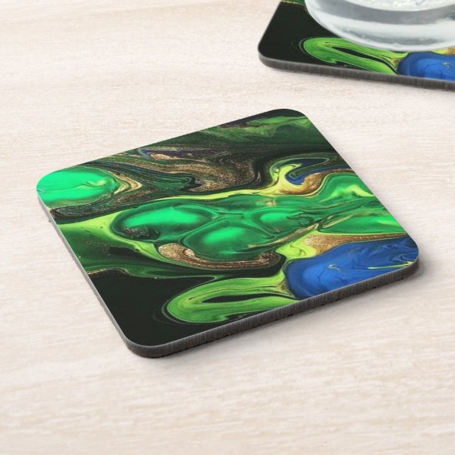 Dessous-de-verre Marbre d'art noir Emerald Green (Côté gauche)