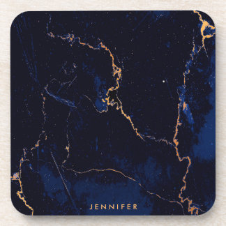 Dessous-de-verre Marbre d'or de bleu marine