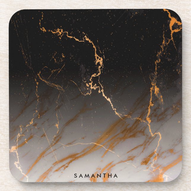 Dessous-de-verre Marbre noir et blanc (Devant)