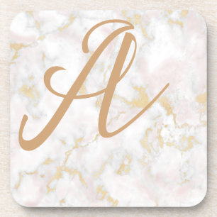 Dessous-de-verre marbre rose or tuile motif