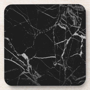 Dessous-de-verre Marbre veiné noir et argent
