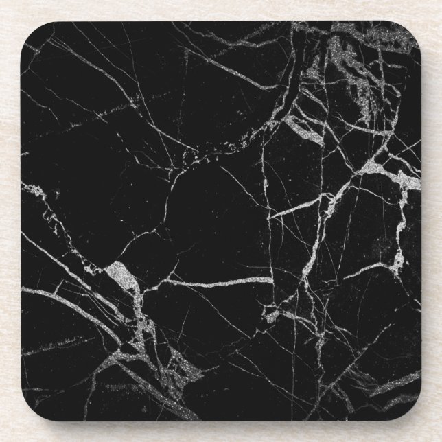 Dessous-de-verre Marbre veiné noir et argent (Devant)