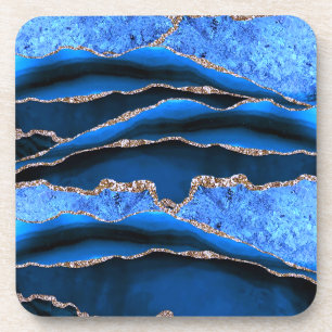 DESSOUS-DE-VERRE MARBRE VERT BLEU AGATE PARTIES SCINTILLANT OR GLAM