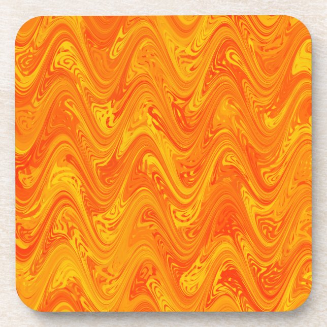 Dessous-de-verre Marbrure Orange Jaune Rouge Motif (Devant)