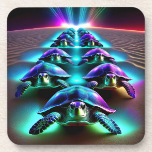 Dessous-de-verre Marche des Tortues Néon