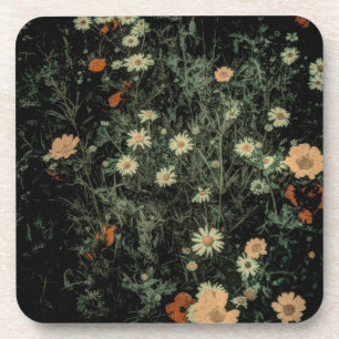 Dessous-de-verre marguerite blanche bohème fleur sauvage noir flora