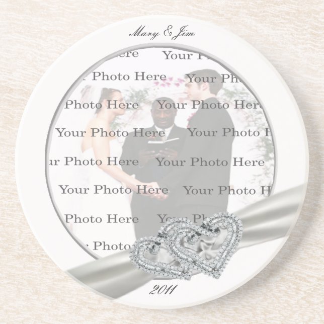 Dessous de verre Mariage blanc Diamond Hearts (Devant)