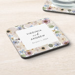 Dessous de verre Mariage botanique moderne<br><div class="desc">Protégez vos surfaces avec style avec ces dessous de verre de mariage personnalisés, avec un design chic d'inspiration boho de fleurs d'aquarelle peintes à la main en ivoire crémeux, vert sauge, riche bordeaux et bleu poussiéreux. Le motif floral délicat ajoute une touche de sophistication à votre réception, tandis que le...</div>